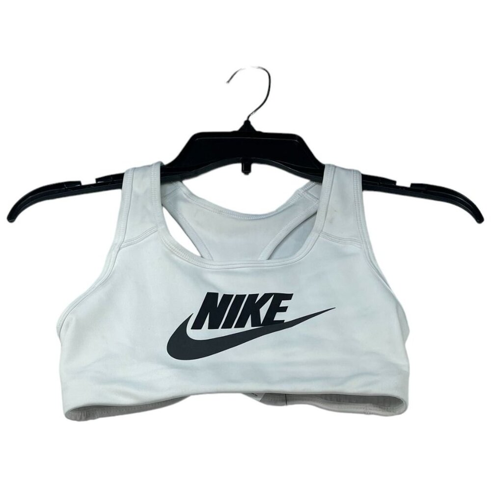 Nike Sports Bra Womens size XS White Stretch Dri-Fit Nike Swoosh Bra New